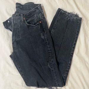Abercrombie Vintage Stretch 90s Straight Distressed Faded Black Jeans 30x32